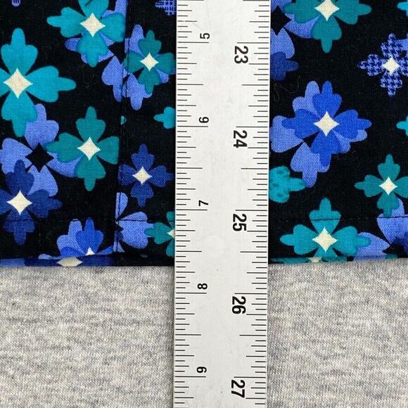 SB Scrubs Top Womens Small Black Blue Floral Short Sleeve Healthcare Nursing - Picture 11 of 12